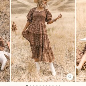 Brown Floral Women's Dress